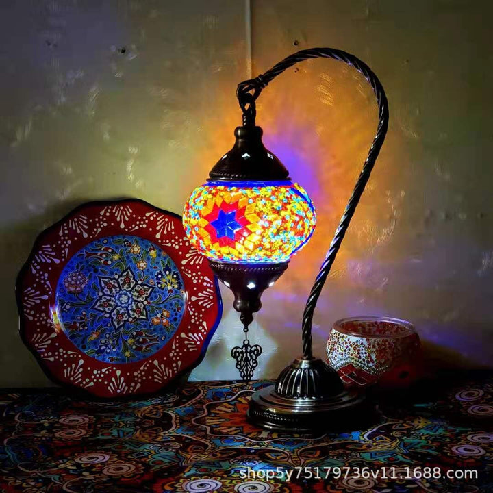 Exotic Moroccan retro mosaic study bedside Little Swan Cafe dressing table coffee table decorative lamp