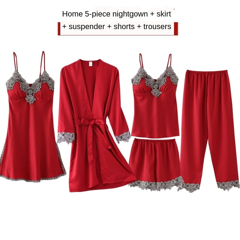 Woman’s 5-Piece Silk Pajama Set