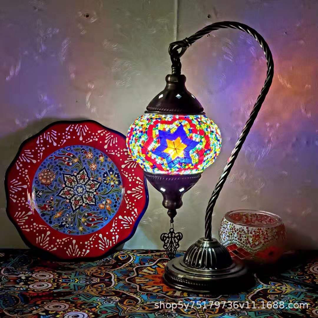 Exotic Moroccan retro mosaic study bedside Little Swan Cafe dressing table coffee table decorative lamp