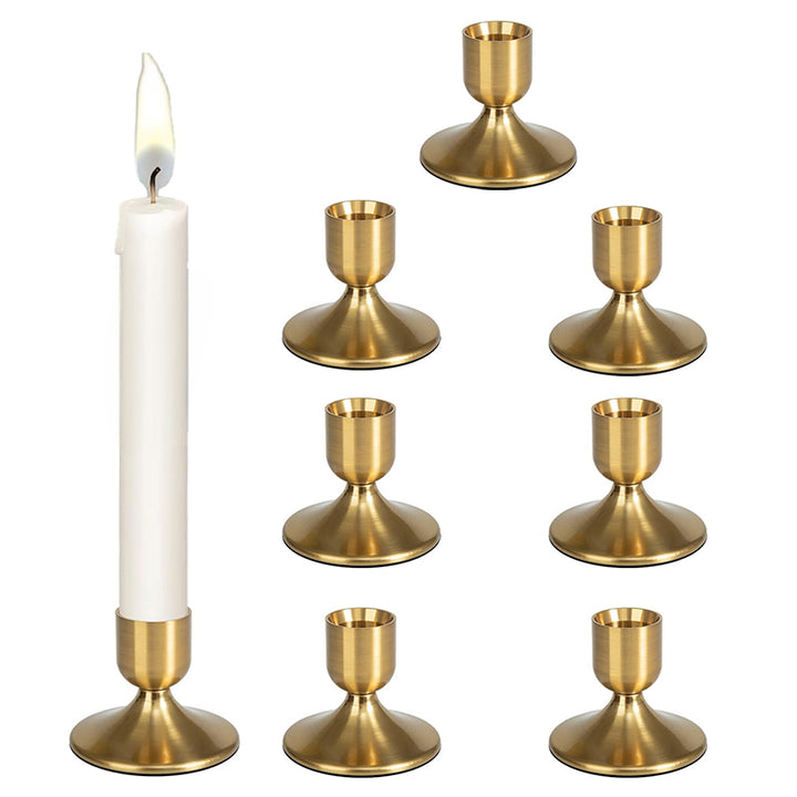 8 pieces of gold candle holder metal conical candle holder