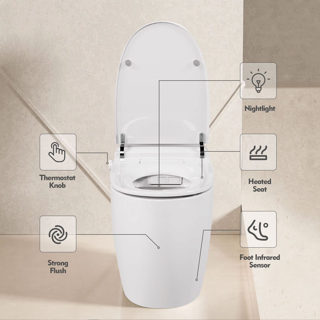 Intelligent Tankless Heated Toilet W/FootSensor