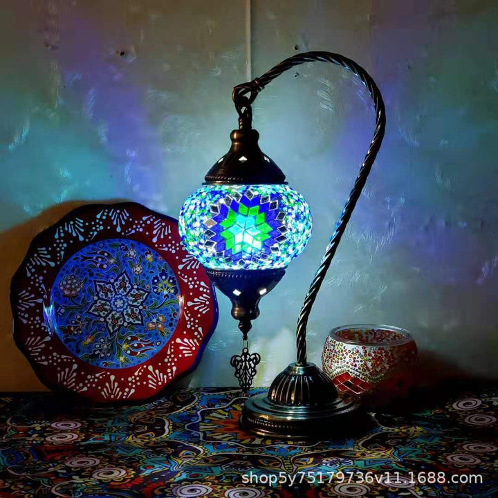 Exotic Moroccan retro mosaic study bedside Little Swan Cafe dressing table coffee table decorative lamp