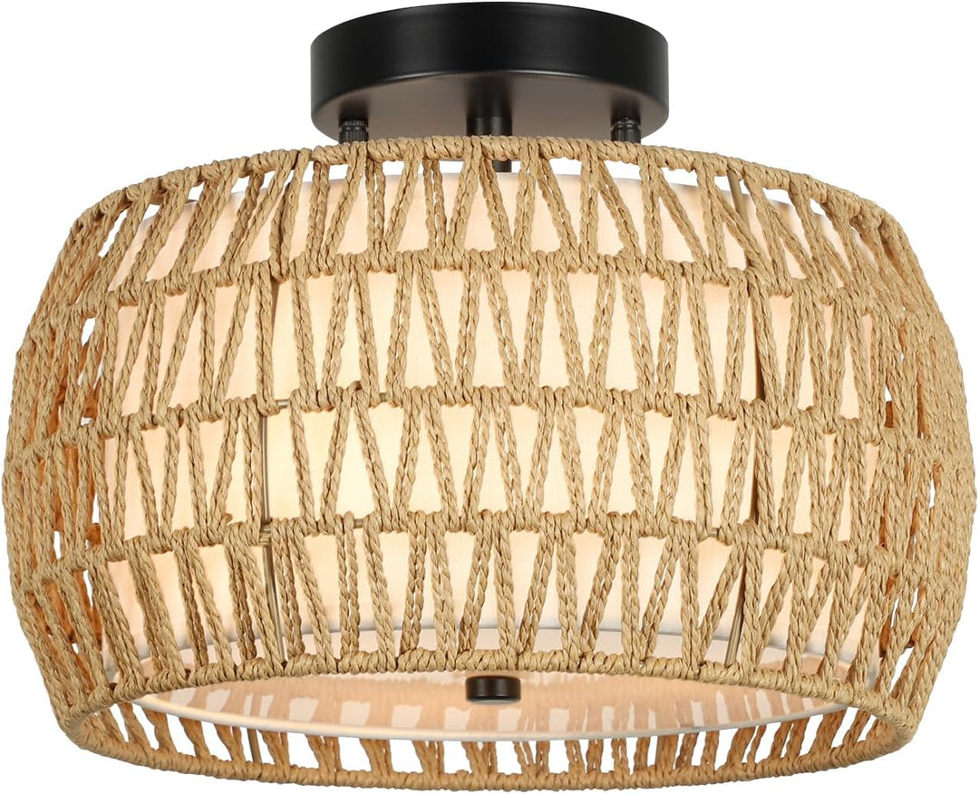 Woven Boho Shade Ceiling Light