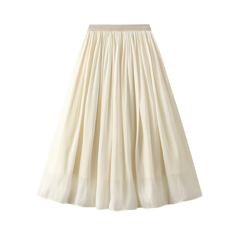 Summer's New Glazed Pearl Skirt Two-Color Willow Crepe Light Drape And Flexible Crotch Skirt