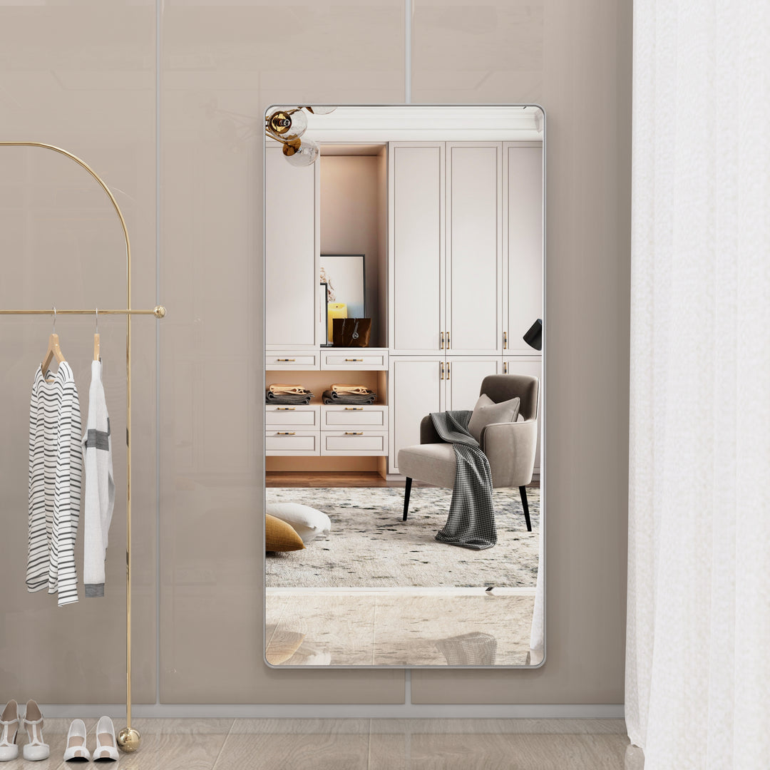 Large bathroom mirror with movable tray wall mounted mirror, vertically and horizontally suspended aluminum frame wall mounted m