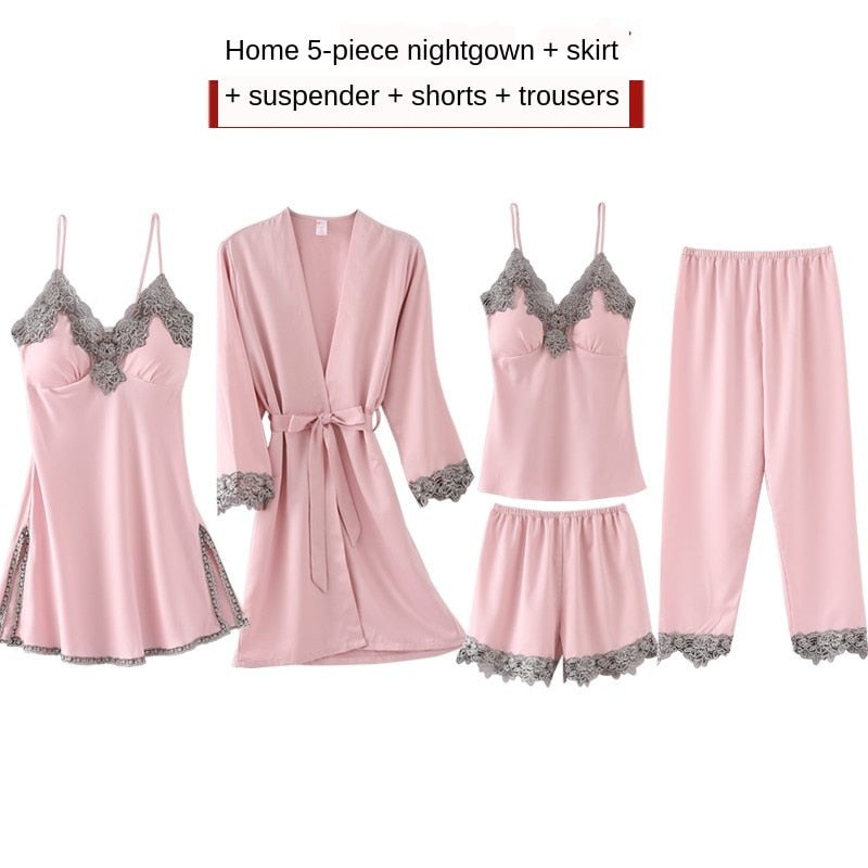 Woman’s 5-Piece Silk Pajama Set