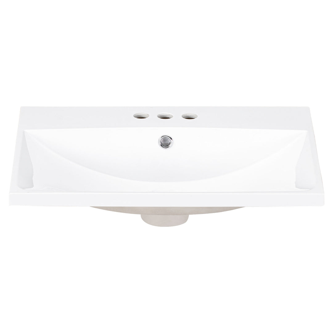 24 Inch Bathroom Vanity Ceramic White Basin Sink With 3 4in Faucet Holes