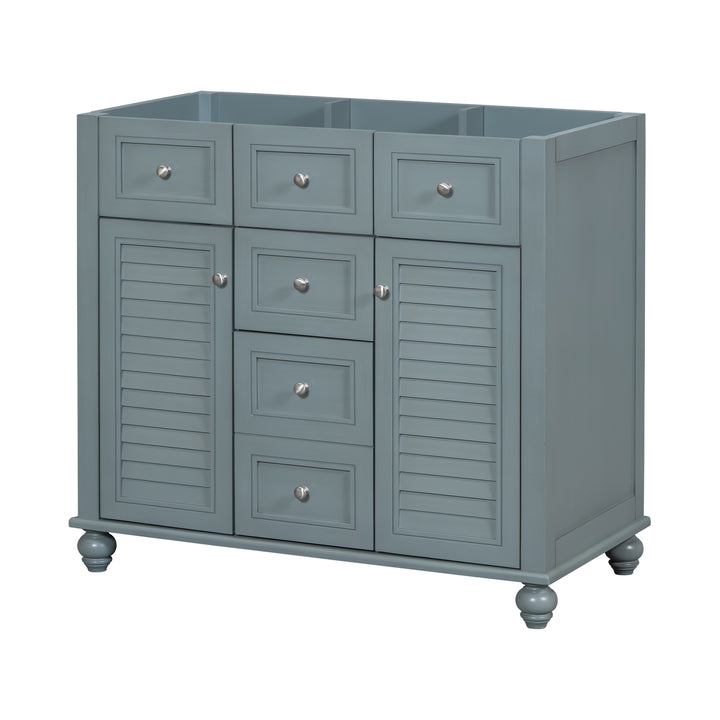 36 "No sink, with 2 drawers and soft closing door, independent makeup rack, bathroom cabinet, blue (excluding sink)