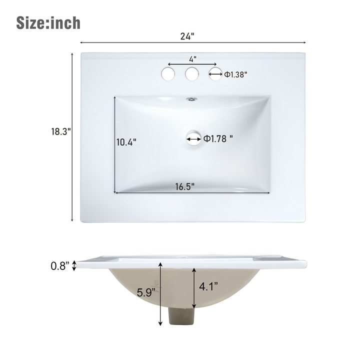 Modern 24-Inch 2 Drawer Wall Mounted Bathroom Cabinets