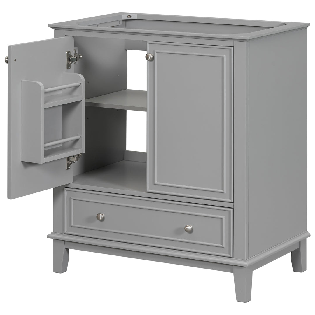 30 Inch Gray Multi Drawer MDF Bathroom Vanity (No Sink)