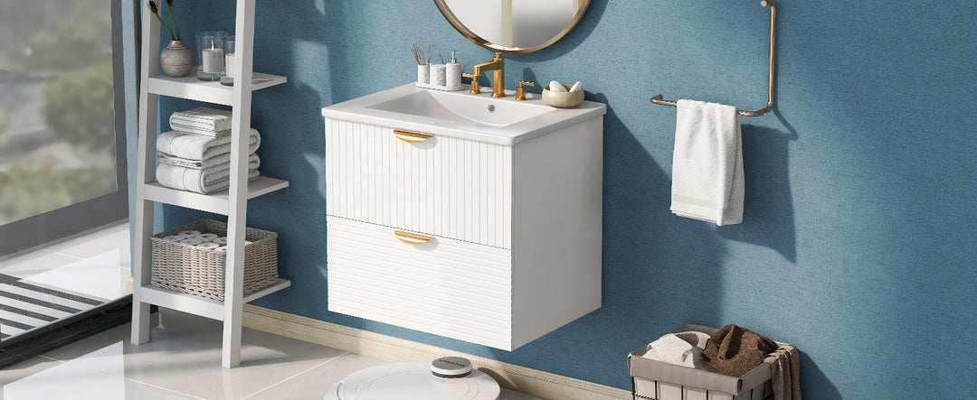 Modern 24-Inch 2 Drawer Wall Mounted Bathroom Cabinets