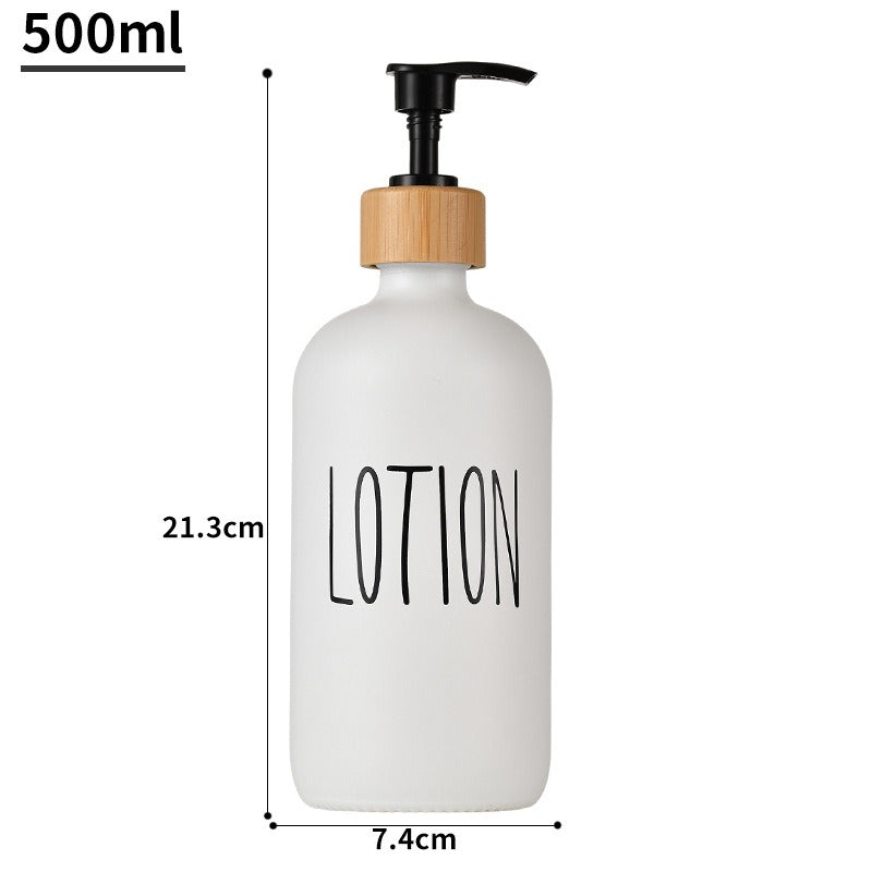 Glass 500ml Boston hand soap pump black and white split bottle wooden cap soap dispenser shampoo bottle