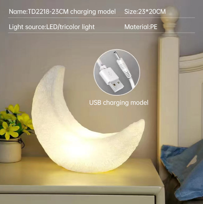 Internet celebrity ins moon night light warm atmosphere decorative ornaments resin moon table lamp simple bedroom bedside lamp