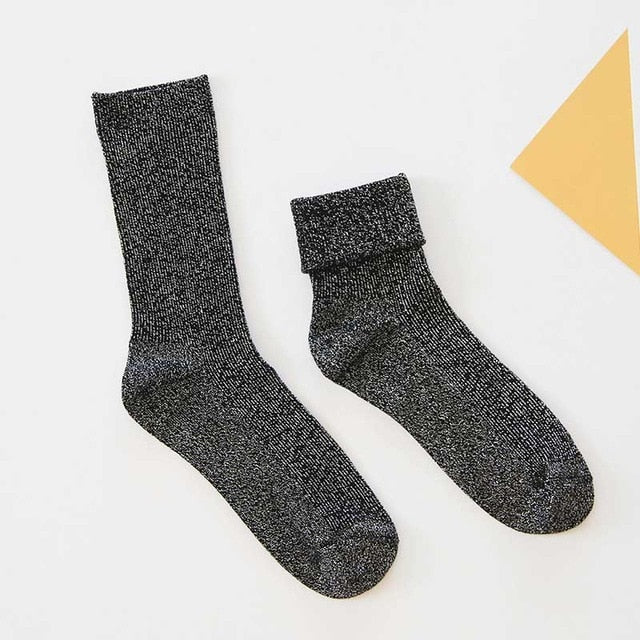 Woman’s Winter Metallic Cotton Socks