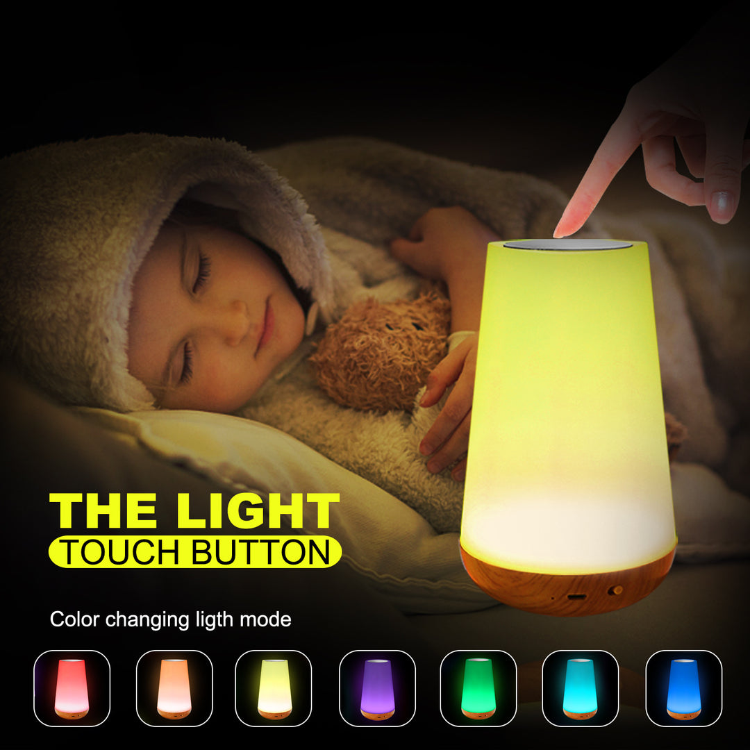 Wood grain remote control touch night light creative pat table lamp bedroom bedside lamp rainbow atmosphere light