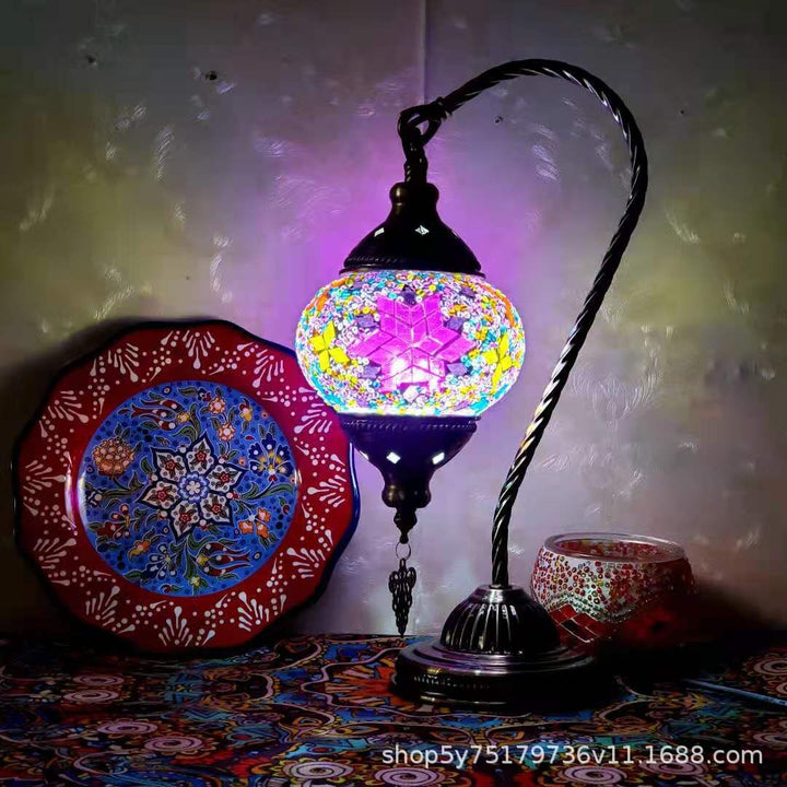 Exotic Moroccan retro mosaic study bedside Little Swan Cafe dressing table coffee table decorative lamp