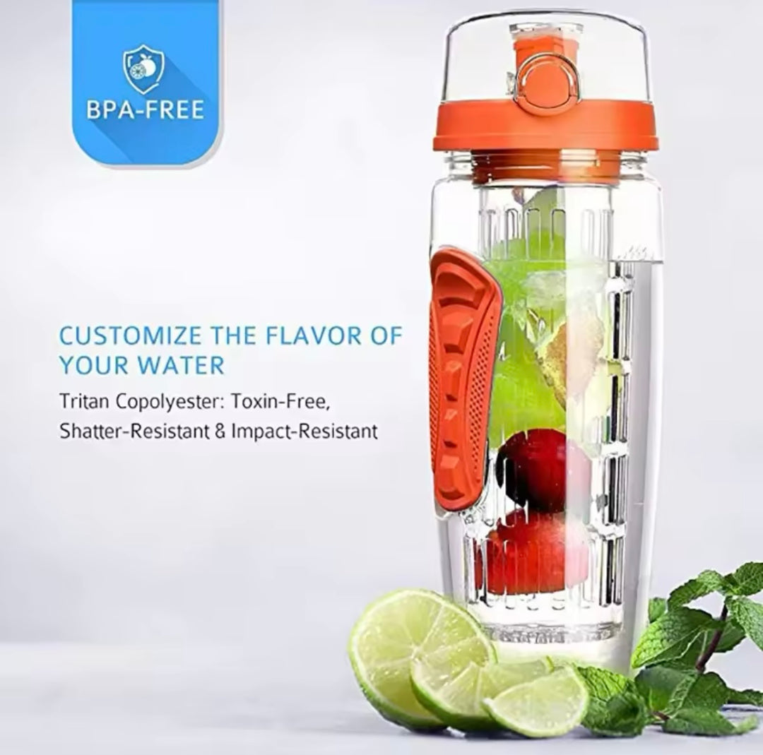 32 OZ LeakProof Sports Fruit Infuser BPA-Free Sports Flip Top Water Bottle