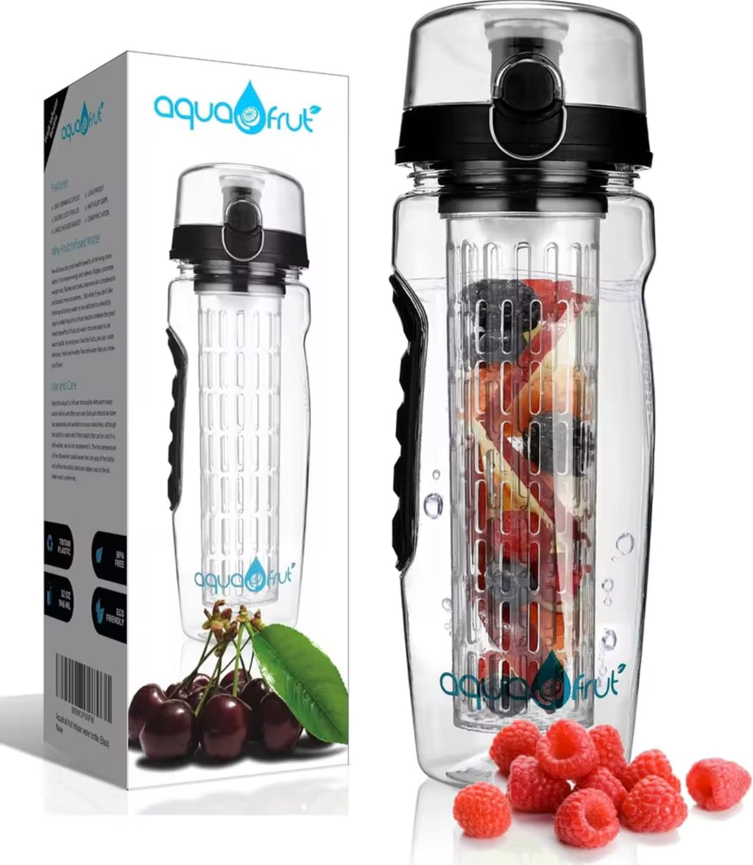 32 OZ LeakProof Sports Fruit Infuser BPA-Free Sports Flip Top Water Bottle