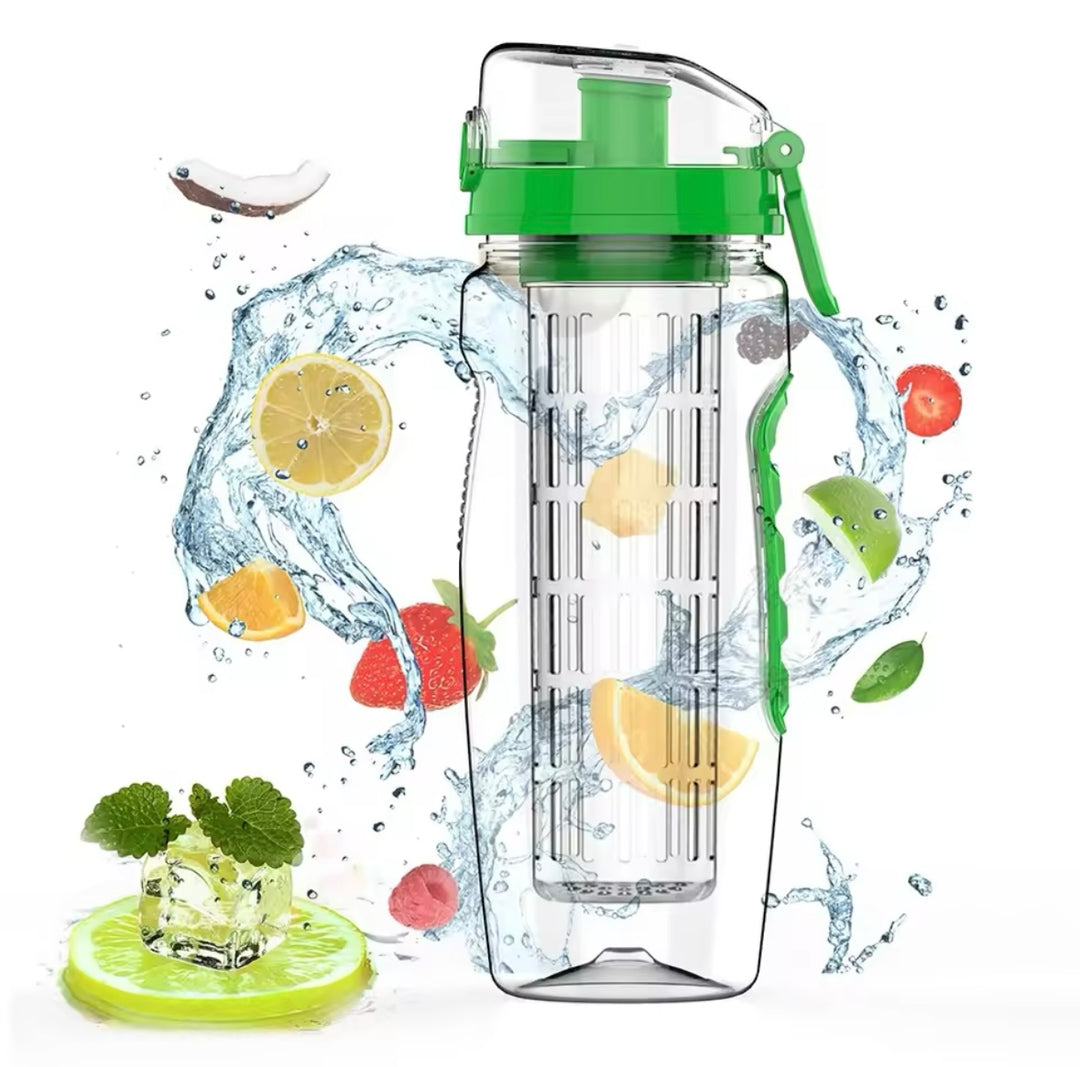 32 OZ LeakProof Sports Fruit Infuser BPA-Free Sports Flip Top Water Bottle