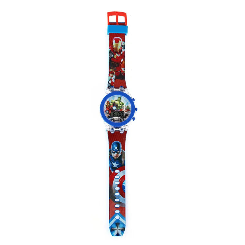 Flash Light Spiderman Kids Watches For Boys Cartoon Hello Kitty Mickey Children Watch Girls Student Clock Gifts free shipping