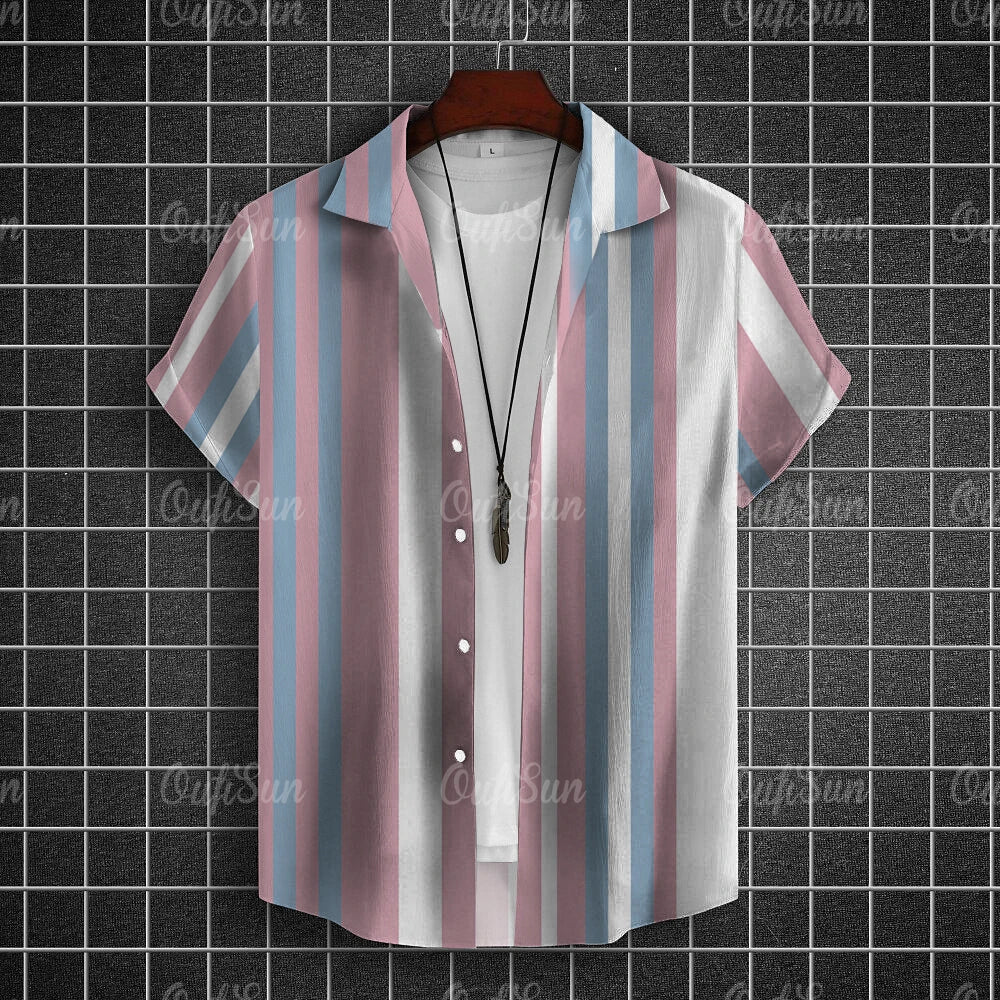 New Shirts For Men 3d Patchwork Plaid Printed Men’S Clothing Summer Casual Short Sleeved Daily Street Tops Loose Oversized Shirt