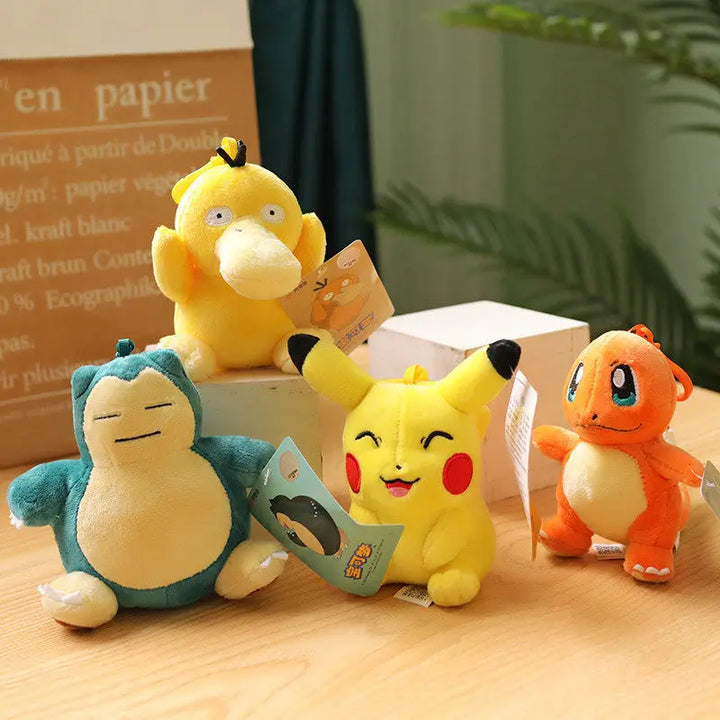 Clearance_Original Pokemon Plush Keychain Cartoon Toys Pikachu Charmander Psyduck Squirtle Snorlax Wobbuffet Doll Kids Kawai Toy