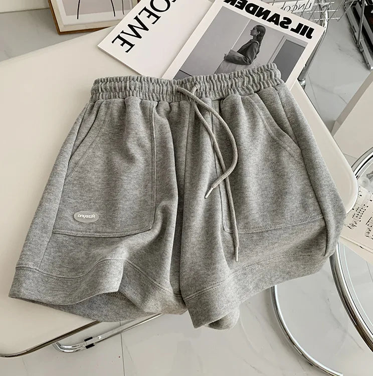 Women's comfortable loose wide-legged drawstring A pants Slim Waist Slim fit casual home versatile sports shorts