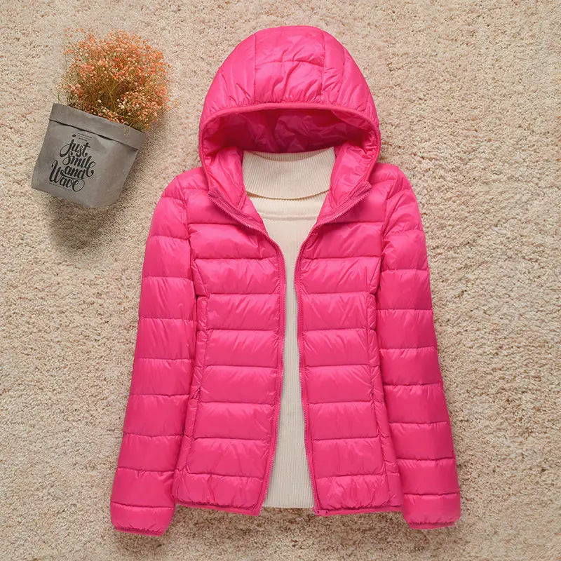 2023 New Fashion Female Cold Jacket Women Winter Light White Duck Down Jacket Slim Puffer Jacket Portable Windproof Down Coat