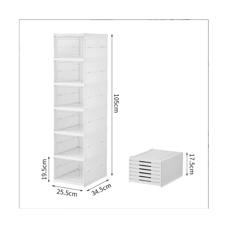 3/6 Layers Shoe Organizers Rack Shelf Foldable Shoes Box Thickened Plastic Sneaker Shoe Storage Box Dustproof Stackable Cabinet