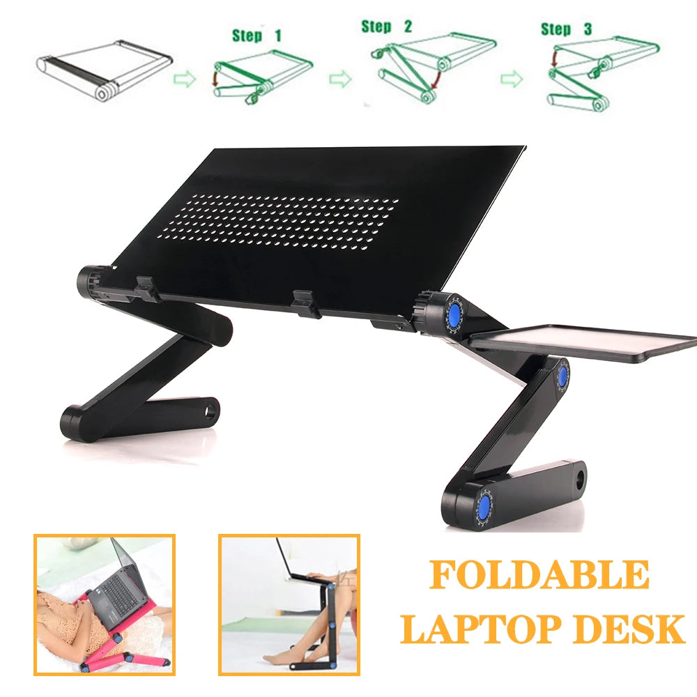 Portable Aluminum Adjustable Laptop Desk Stand W/ Mouse Pad