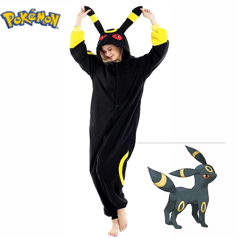 Pokemon Cosplay Costume Pajamas Adults Umbreon Onesie Women One-Piece Kigurumi Christmas Full Body Pijama Men Anime Sleepwear