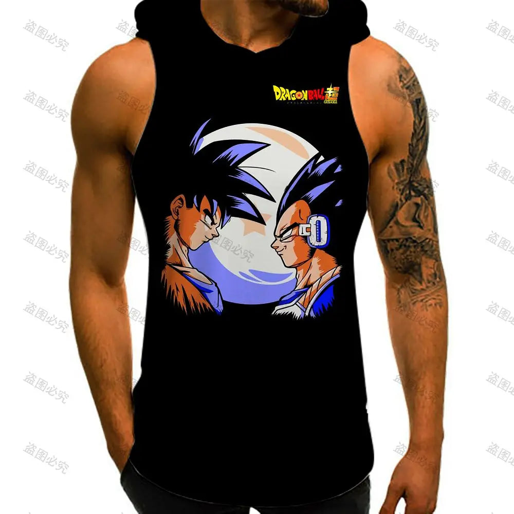 Men Tank Top Dragon Ball Z Mens Muscle Vest With Hood Y2k Clothes Sleeveless Gym Shirt New Trend High Street Bodybuilding 2022