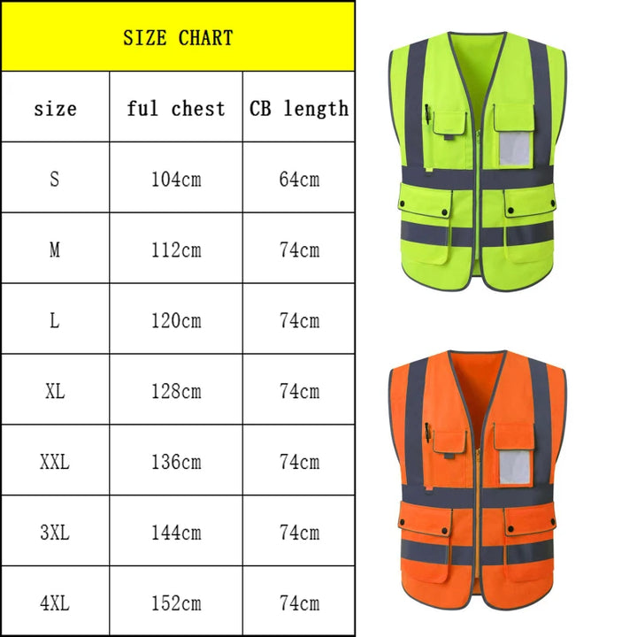 Size S-4XL High Visibility Road Working Reflective Vest Outdoor Motorcycle Cycling Safety Waistcoat Clothing Reflective Jacket