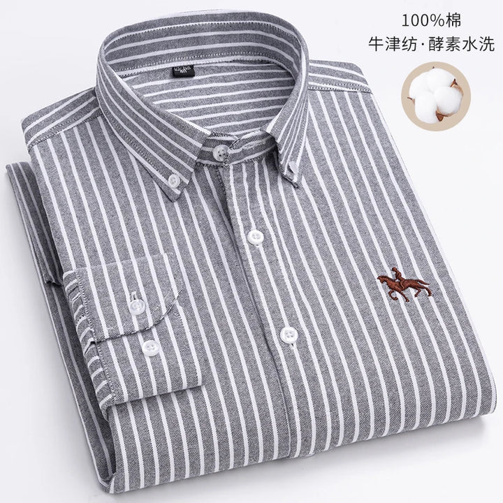 S~6XL Large Size 100% Cotton Oxford Men's Shirt Long Sleeve Soft Formal Business Office Fashion Casual Quality Men's Clothing