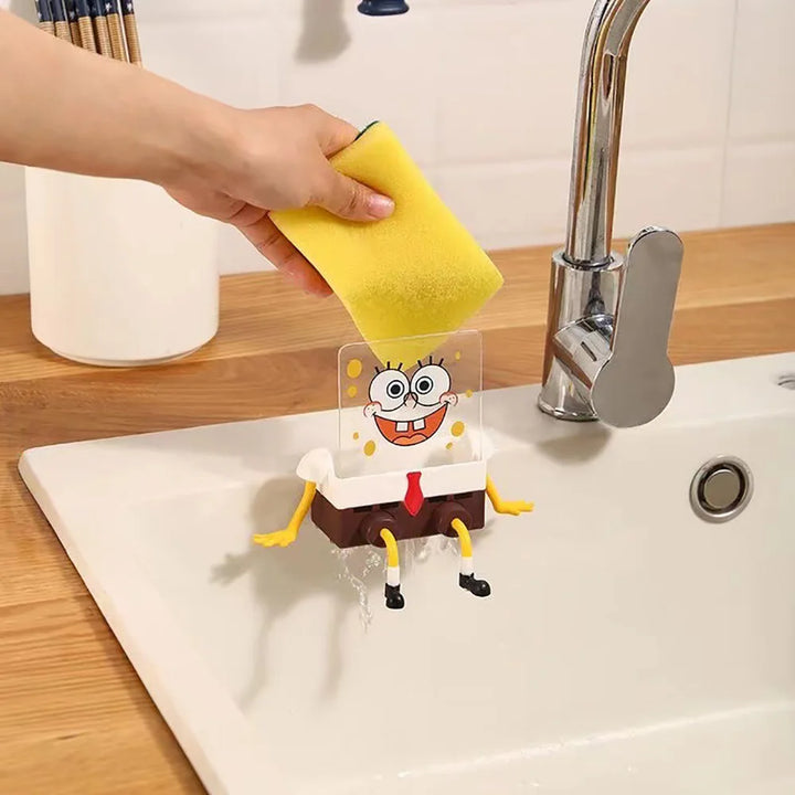 SpongeBob SquarePants Sponge Brush Dish Washing Brush Drain Rack Kitchen Supplies Reusable Cleaning Tool Scrub Scouring Pad Gift