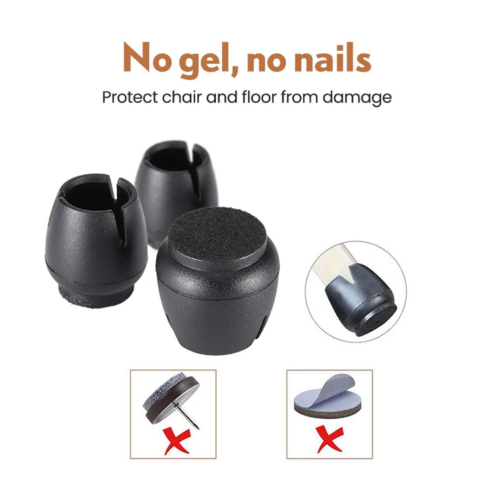 Wear Resistant Round Black Non Slip Floor Protectant Chair Leg Caps (16pcs)