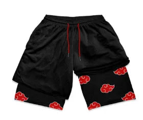 Anime Gym Shorts Men Women Naruto One Piece Nika Luffy 3D Print 2 In 1 Quick Dry Breathable Sports Training Compression Shorts