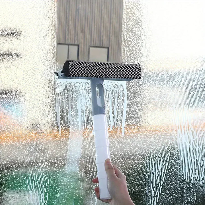 3 In 1 Window Cleaning Brush Glass Wiper for Bathroom Mirror Window With Spray Double-sided Window Cleaner Squeegee Wiper