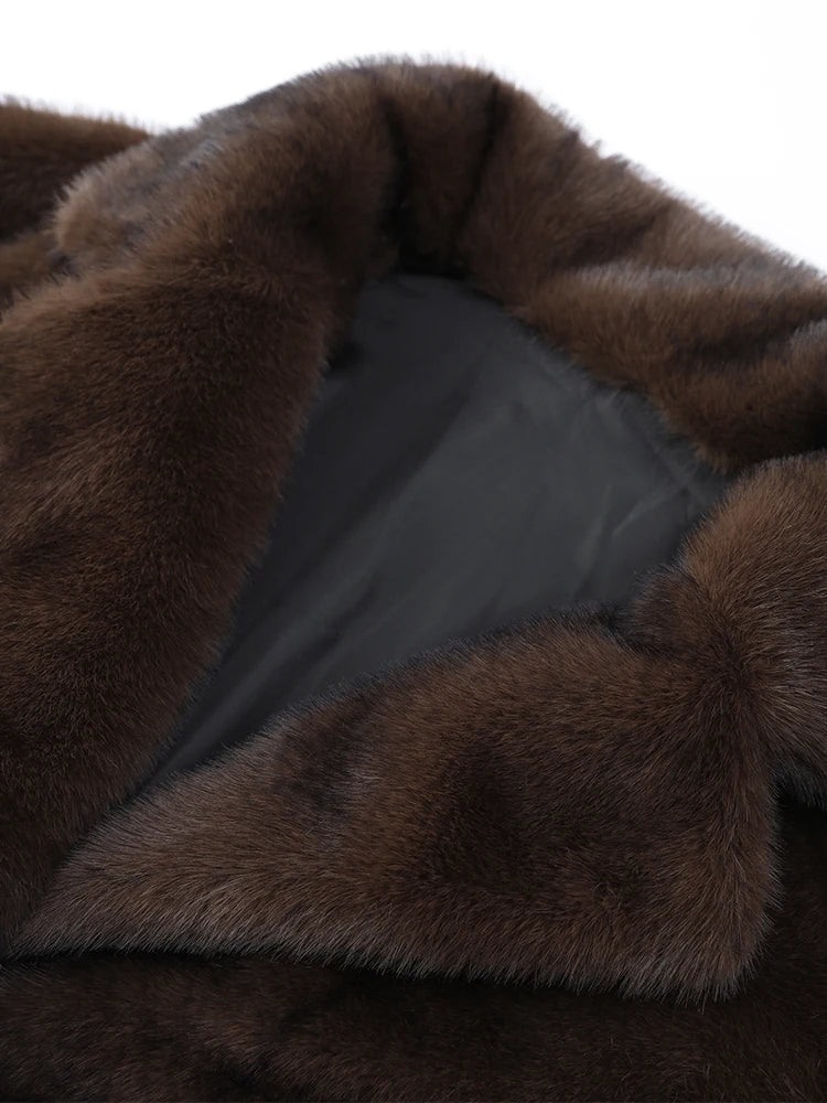 Women's Dark Brown Long  Faux Fur Coat Button Down Warm Oversized Thickened Overcoat Winter Jacket Fluffy Plush Female Outerwear