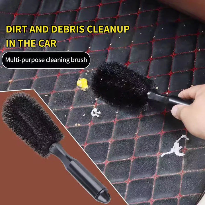 Simple Handle Car Wheel Brush Soft Bristle Tire Steel Ring Detail Cleaning Brush Car Washing Supplies Tool