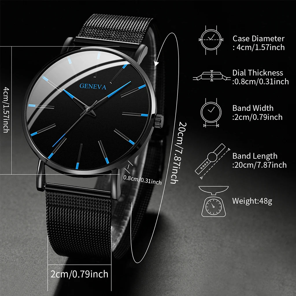 Fashion Ultra-thin Men Business Watches Steel Mesh Band Male's Quartz Watch Relogio Masculino