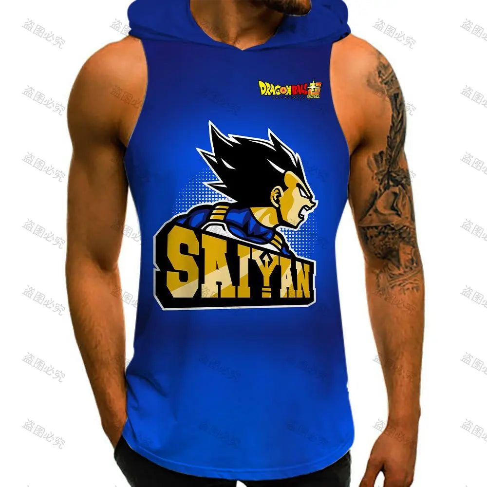 Men Tank Top Dragon Ball Z Mens Muscle Vest With Hood Y2k Clothes Sleeveless Gym Shirt New Trend High Street Bodybuilding 2022