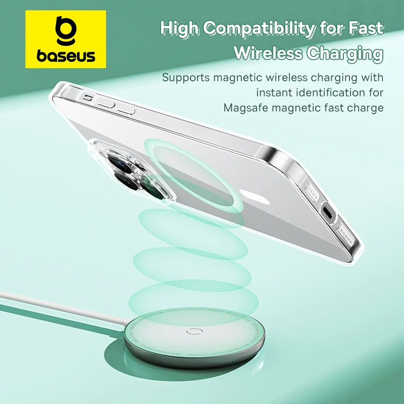 Baseus Magnetic Phone Case for iPhone 15 14 13 12 11 Pro Max Wireless Charging Cover For iPhone 15 14 Pro Max Magnet Clear Case