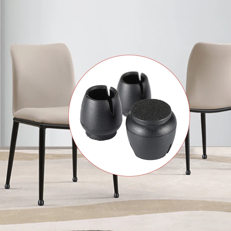 Wear Resistant Round Black Non Slip Floor Protectant Chair Leg Caps (16pcs)