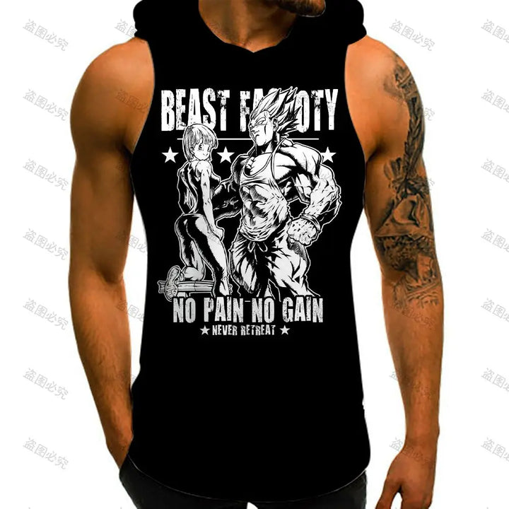 Dragon Ball Z Fashion Goku Vest With Hood Super Saiya Gym Y2k Men Tank Top Hip Hop Tops New Men's Clothes 2024 Sleeveless Shirts