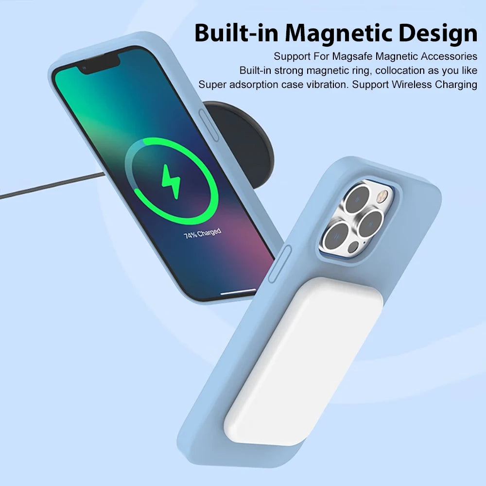 Original Liquid Silicone Magnetic Cases For APPLE iPhone 11 13 12 14 15 Pro Max 15 Plus For Magsafe Case Wireless Charging Cover