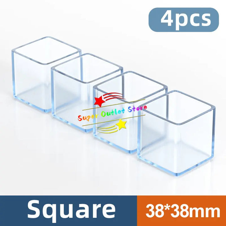 Transparent Chair Leg Caps Rubber Feet Protector Pad Furniture Table Covers Socks Plugs Cover Furniture Leveling Feet Home Decor