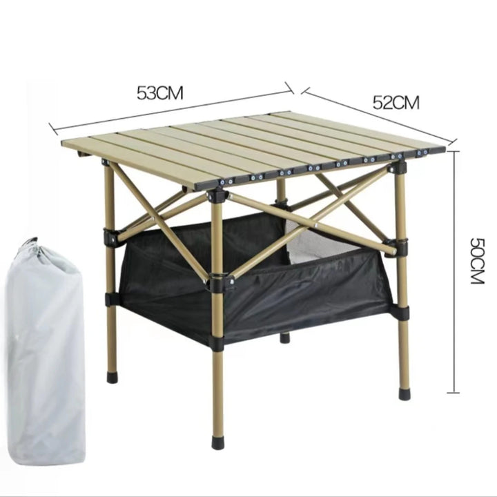 Outdoor Folding Long Table Portable Storage Black Camping Desk Barbecue Easy To Install With Net Bag Light Stable