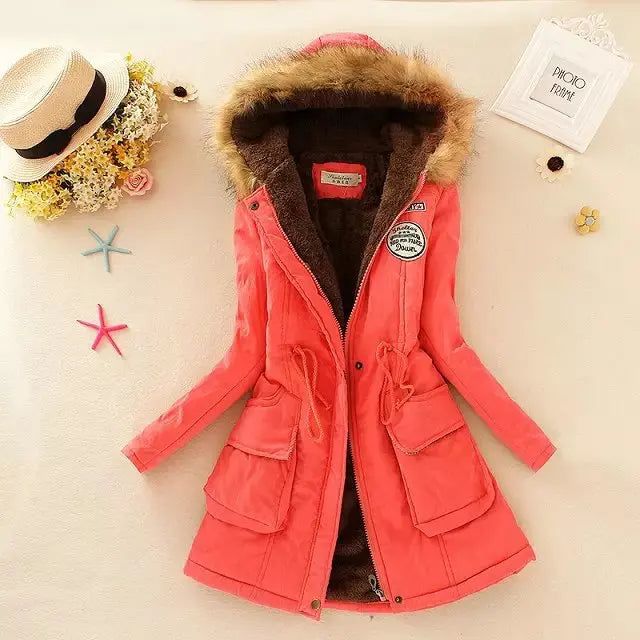 2023 New Autumn Winter Women Cotton Jacket Padded Casual Slim Coat Emboridery Hooded Parkas Wadded Warm Overcoat Fashion Parkas