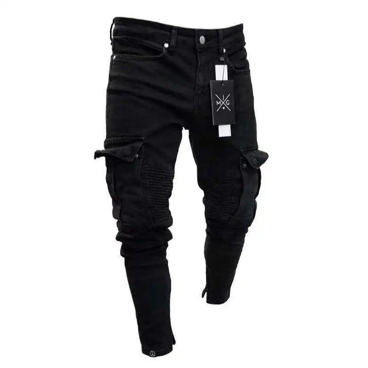 Fashion Jeans Men´s Branded Men's Clothing Clothes Skinny Slim Jean Black Pencil Pants Man Streetwear Fit Cargo Jeans for Men